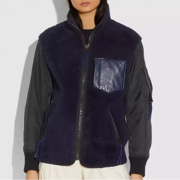 Coach Shearling Ma 1 Bomber Jacket - Picture 2 of 8